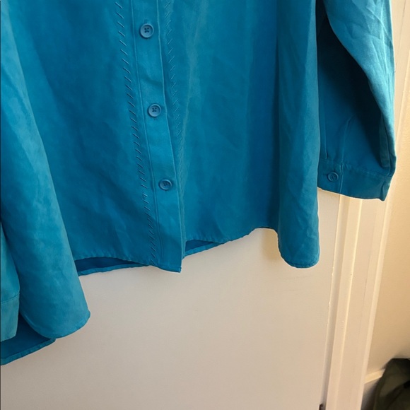Studio Works Turquoise Button Up Shirt Woman size 3X - Picture 4 of 10